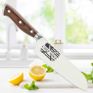 Customizable Stainless Steel Steel Santoku Kitchen Knife with Laser Engraved Cooking Gifts for Him Her Housewarming Gifts Kitchen Knife Gift Set