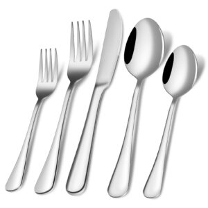 silverware set for 4, 20 piece heavy duty stainless steel flatware set, solid spoons and forks set, mirror polished cutlery set, utensil sets for home, restaurant, wedding, party- dishwasher safe