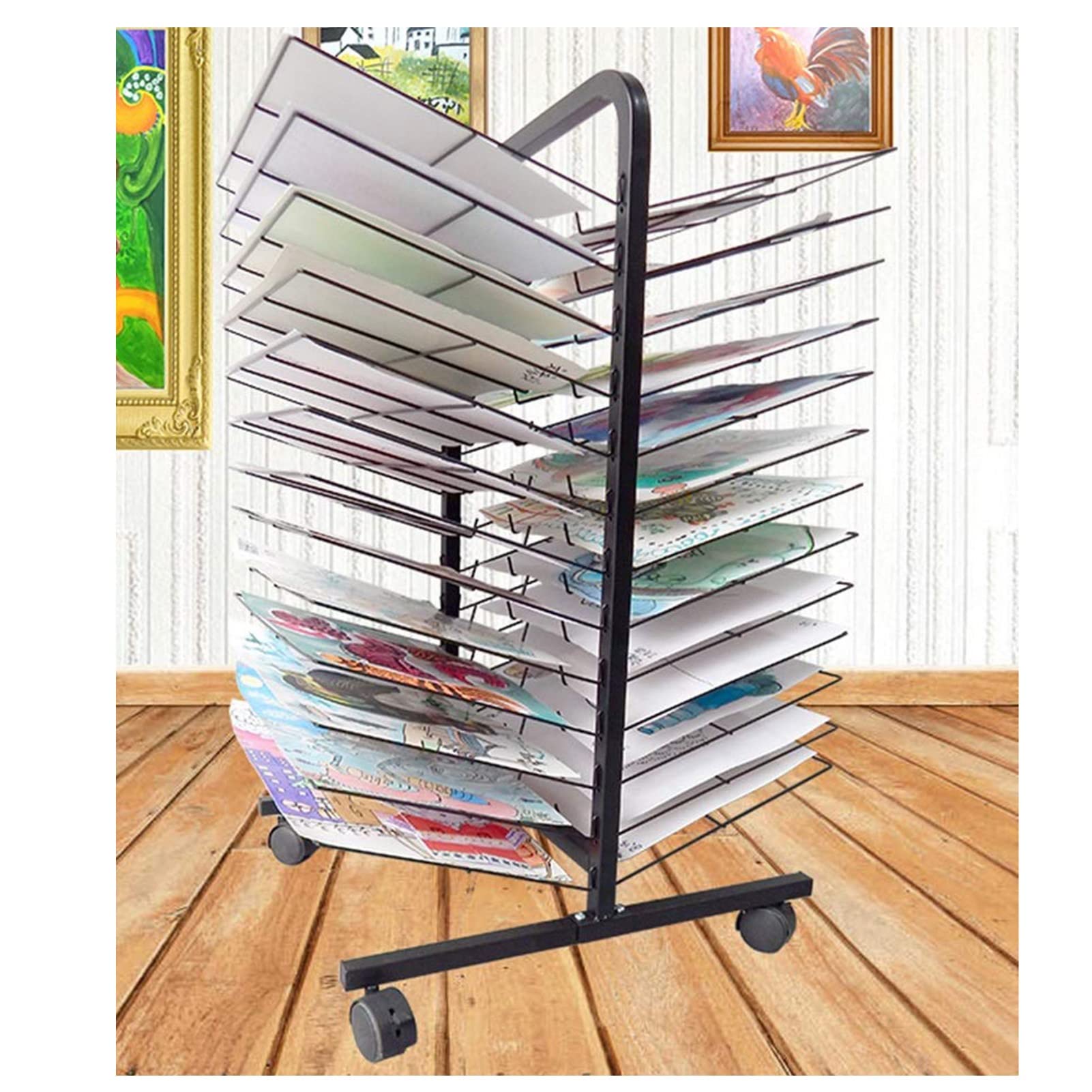 Art Drying Rack for Classroom Painting Crafts, 50Tier Art Drying Rack - Sturdy Metal Art Rack, Art Cart with Swivel Wheels Perfect for Classroom Art Studios and Home Use Gifts for Kids