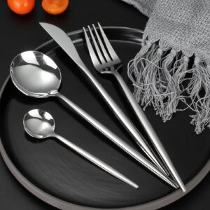 Zalaxt 24 pcs Flatware Set, Silverware Set for 6, Knife Fork Spoon, Home Dinnerware Tableware Set for 6, Cutlery Set, Include Knives/Forks/Spoons