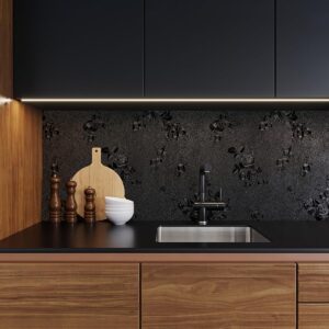 Erfoni Black Wallpaper Peel and Stick Wallpaper Black Floral Embossed Contact Paper 17.7inch×118.1inch Removable Textured Flower Wallpaper Self Adhesive Thicken Countertops Cabinets Contact Paper