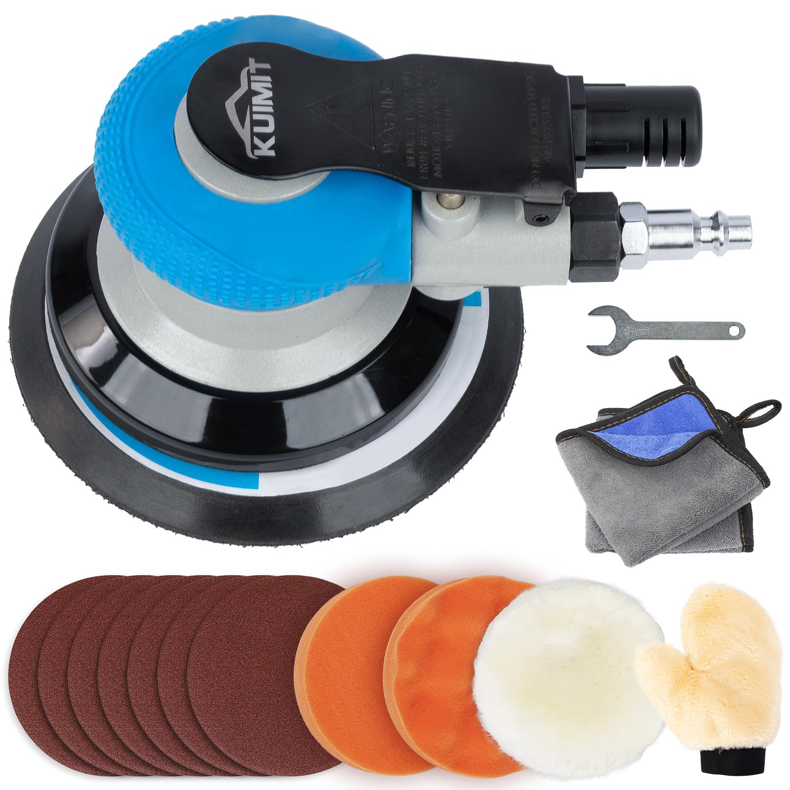 KUIMIT 5 Inches Air Random Orbital Sander, Pneumatic Palm Car Sanders For Wood Polisher Metal,And Auto Body Work, Da Sanders, Dual-action Sander