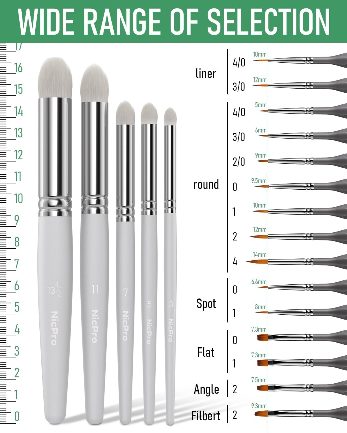 Nicpro Miniature Paint Brushes Dry Brush - 20PCS Model Paint Brush Set with Nylon Case for Acrylic, Watercolor, Detail Paint Brush Drybrush for Warhammer 40k, Citadel Paint, Model, DND Miniatures