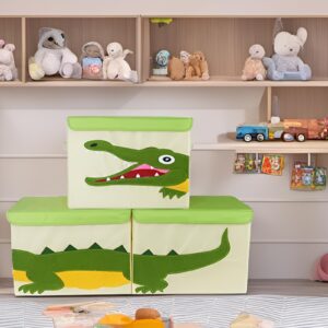 ASKETAM Kid Large Toy Box for Boy and Girl Cute Toddler Toy Storage Bin with Lid Baby Toy Chest Room Decor Organizer Basket (crocodile)