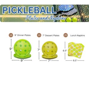 Blue Orchards Pickleball Party Plates and Napkins (52 Pieces for 16 Guests) - Pickleball Party Decorations Sports Themed Birthday Baby Shower Disposable paper Plates and Napkins