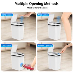 3 Pack Automatic Small Bathroom Trash Can with Lid - 2.5 Gallon Touchless Garbage Can, Motion Sensor Smart Trash Bin, Slim Dog Proof Trashcan, Waterproof Plastic Wastebasket for Bedroom Office Kitchen