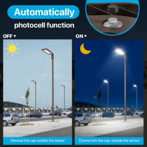 Upgrade 240W LED Pole Light, 36000LM LED Parking Lot Light with Dusk to Dawn Photocell, 5000K Daylight, IP65 Waterproof Die-Cast Aluminum, Commercial Outdoor Pole Light for Parking Lots, 2 Pack