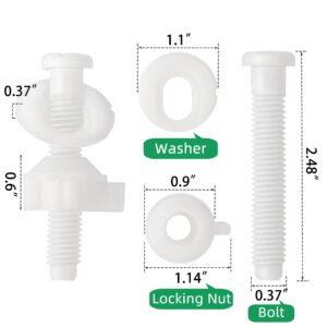 2 Pack Toilet Seat Screws Replacement White Plastic Toilet Seat Hinge Bolts Screws with Nuts for Top Mount Toilet Seat Hinges