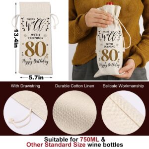 80th Birthday Gifts for Women Men Funny Wine Bag 80th Birthday Party Decorations Favors Happy Anniversary 80 Year Old Gifts for Woman Her Him Mom Dad Grandma Grandpa Wine Gift Bag