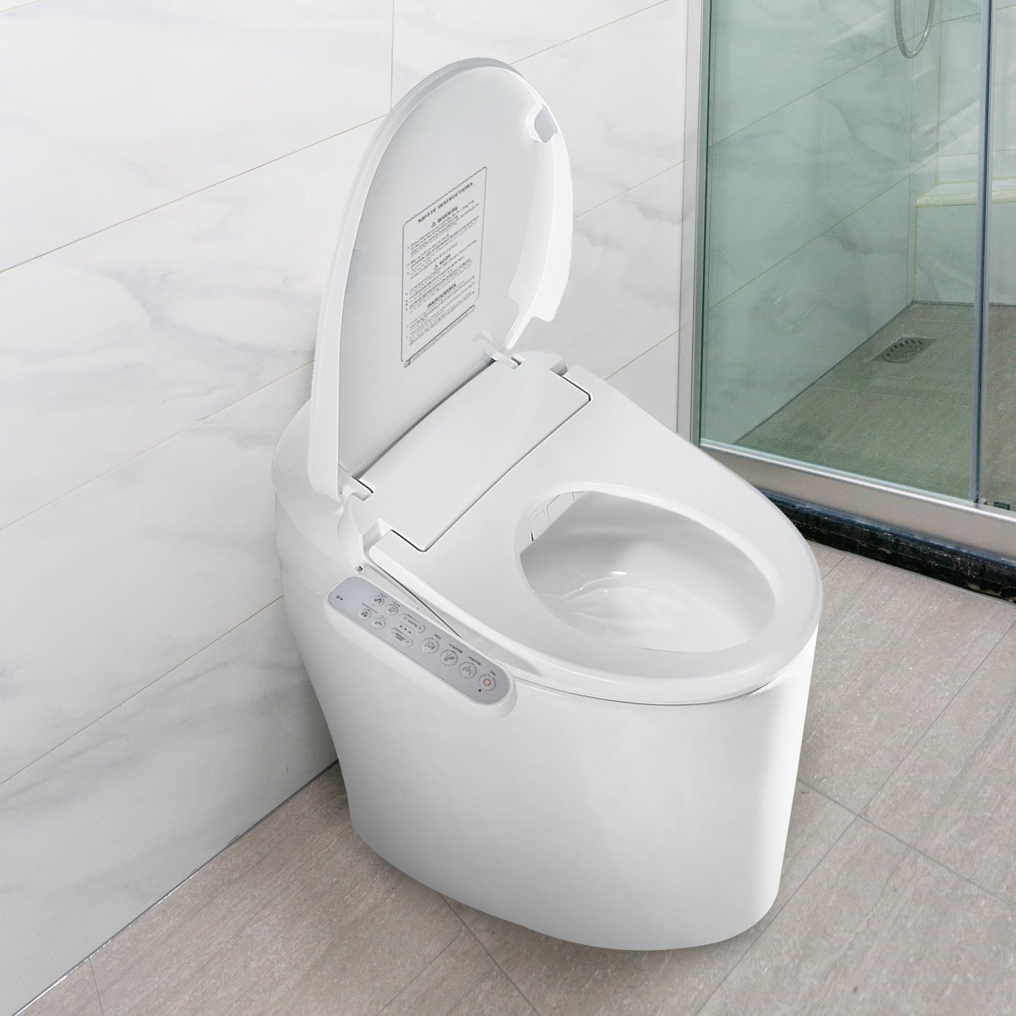 Electronic Heated Bidet Toilet Seat Elongated, Smart Heated Bidet Toilet Seat with Self-Cleaning Nozzle for Rear and Front Cleansing, Warm Air Dryer and Temperature Controlled