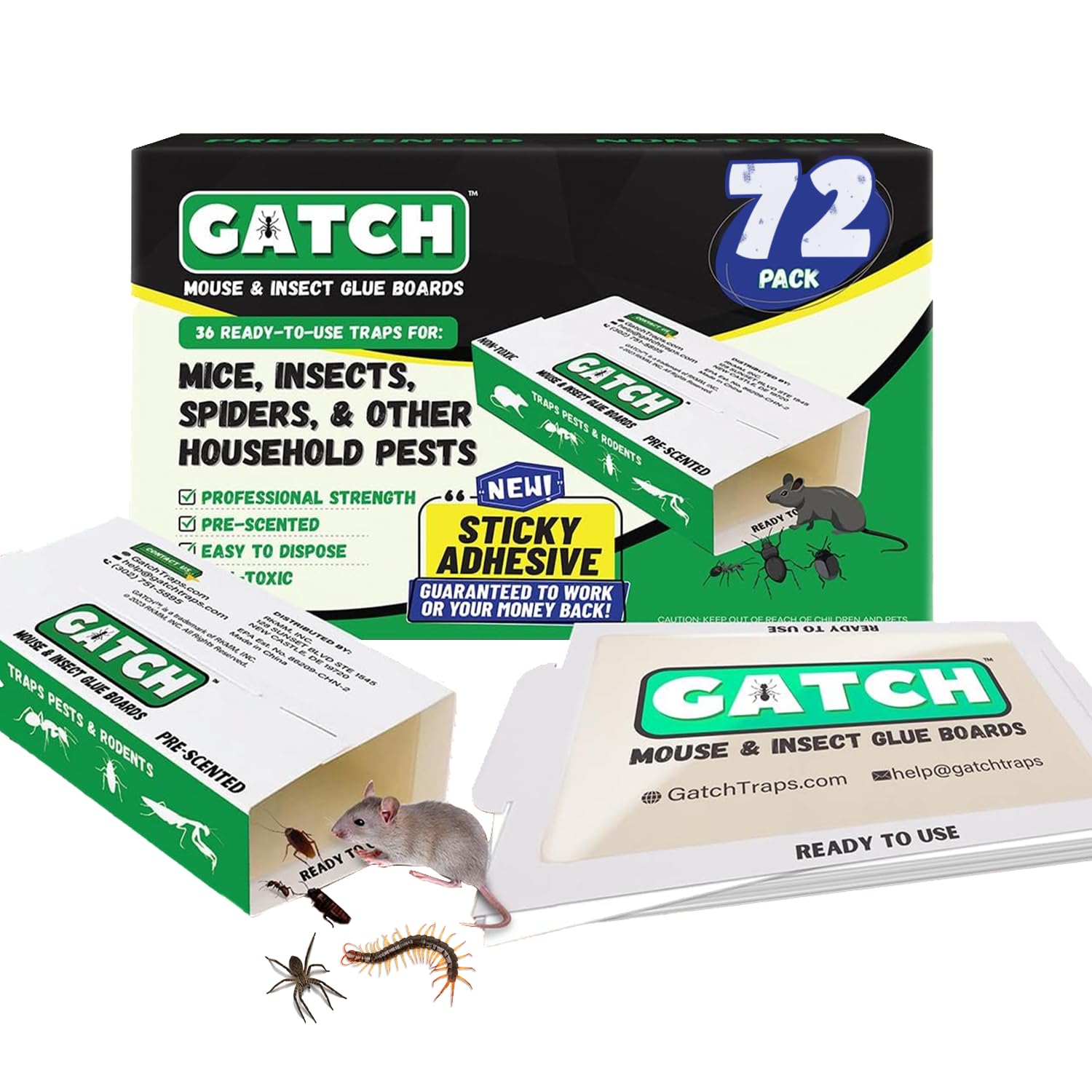 GATCH Glue Boards (72pk - Green, Scented, 72, Count)