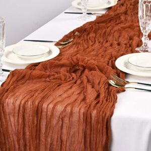 6 Pack Cheesecloth Table Runner 10Ft Boho Gauze Table Runner Cheese Cloth Long Rustic Sheer Table Runner for Wedding Bridal Baby Shower Birthday Party Cake Table Arbor Decorations (Terracotta)