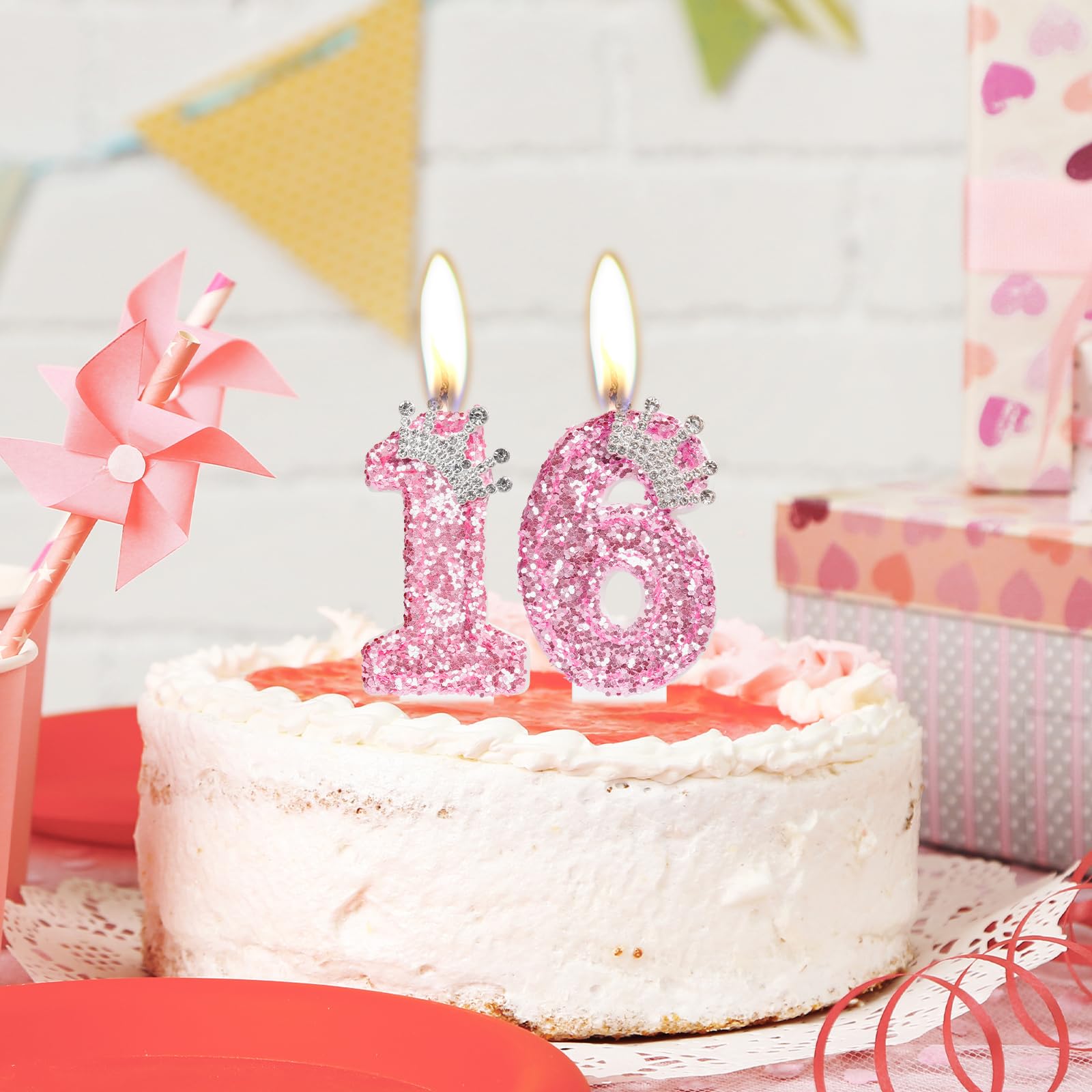 iNINGER 18th Birthday Candles,Number 18 Candles, Pink Happy Birthday Candle for Cake,Rose Gold Design Cake Topper Decorations for Girl Women Pet Birthday Party Wedding