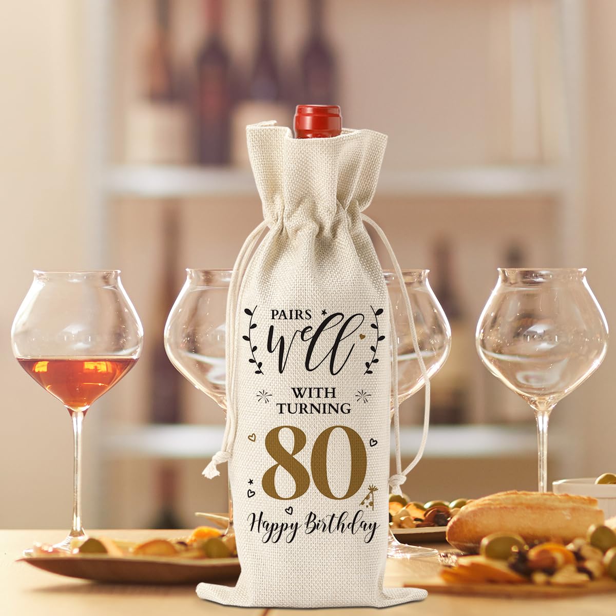 80th Birthday Gifts for Women Men Funny Wine Bag 80th Birthday Party Decorations Favors Happy Anniversary 80 Year Old Gifts for Woman Her Him Mom Dad Grandma Grandpa Wine Gift Bag