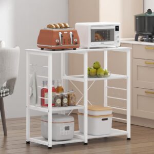 DlandHome 35.4 inches Microwave Cart Stand Kitchen Utility Storage 3-Tier for Baker Rack & Spice Rack Organizer Workstation Shelf,White