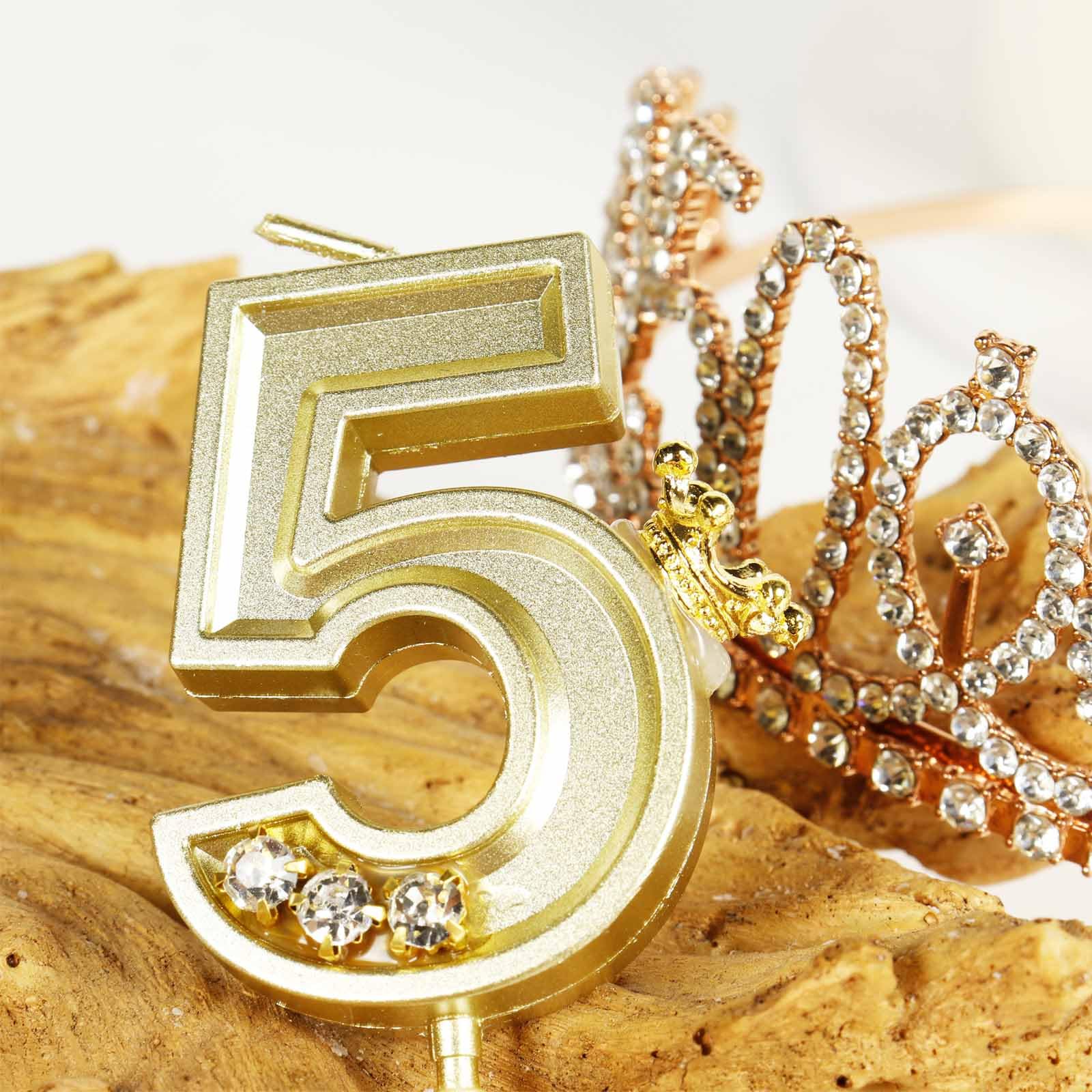 Hongplus Gold Number 16 Birthday Candle with Diamonds & Crown Cake Candles, Candles for Cake, Crown Happy 16 Birthday Candles Cake Topper Decorations for Girls Boys Birthday Anniversary Party