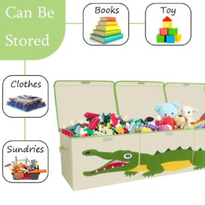 ASKETAM Kid Large Toy Box for Boy and Girl Cute Toddler Toy Storage Bin with Lid Baby Toy Chest Room Decor Organizer Basket (crocodile)