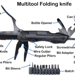 WILDWITNESS FD01 Folding Pocket Knife, Multitool, Pliers, Wire Cutter, Bottle Opener, Screwdriver for Camping, Hunting, Fishing, EDC Knife, Tools for Men