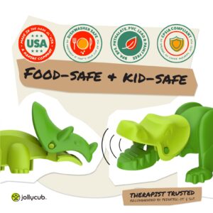 Jollycub® Interactive Toddler Utensils, Dino Chomperware™, Kids Silverware Set, BPA Free, Made in USA (Leafy Greens)