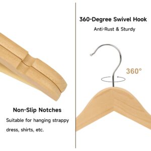 StorageWorks Wooden Suit Hanger, Heavy Duty Clothes Hangers 20 Pack, Natural Wood Color, Natural Wood Hangers for Suits, Shirts, Jackets, Pants