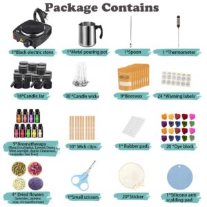 Complete Candle Making Kit With Wax Melter, Candle Making Supplies, Diy Arts&Crafts Kits Gift For Adults,Beginners,Including Soy Wax,Electric Stove,Wicks,Rich Scents,Rubber Pads,Wick Clips,Spoon, Etc.