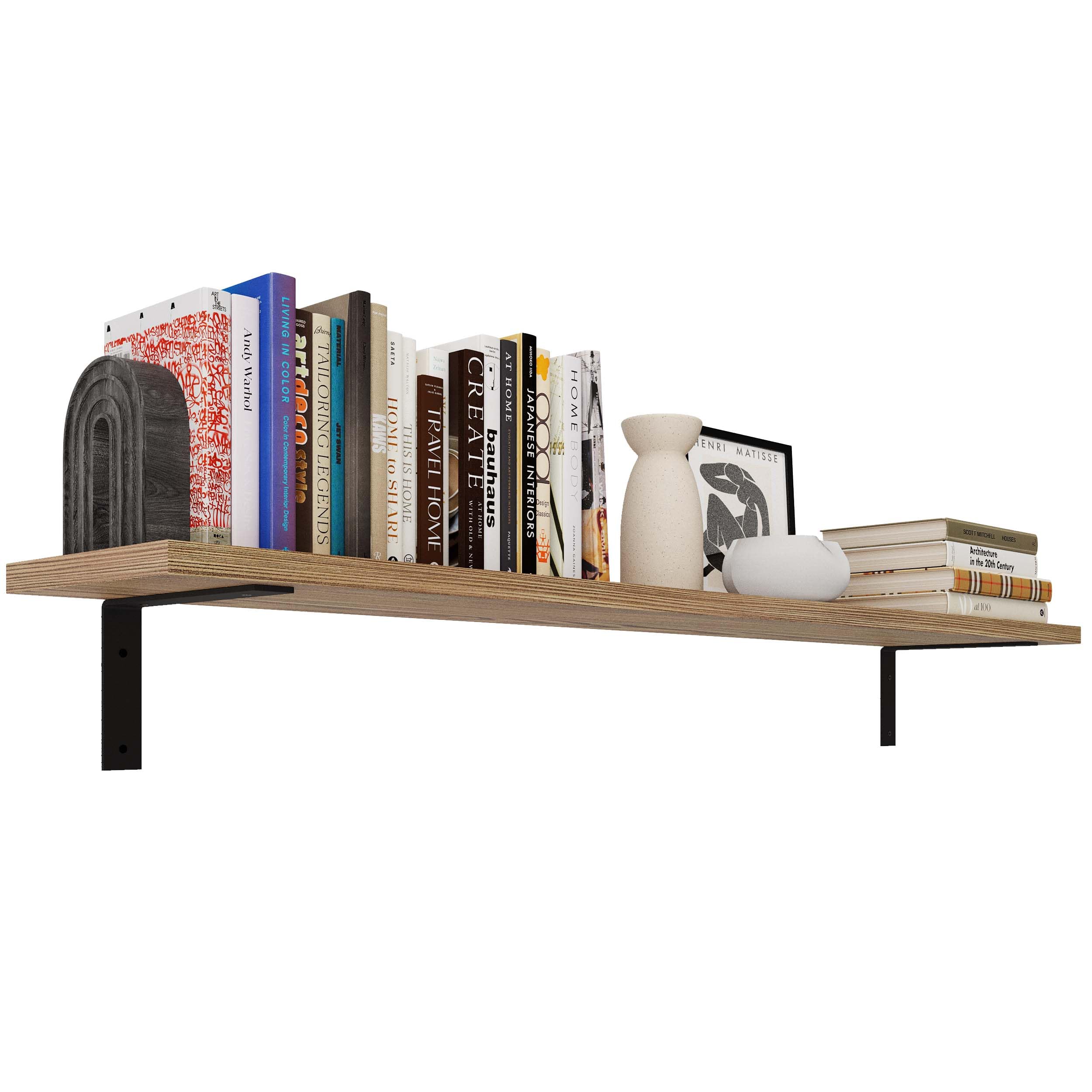 Wallniture Cervo 60"x10" Rustic Floating Shelves for Wall, Living Room Wall Bookshelf, Laundry Room Floating Shelf, Wall Shelves for Bedroom, Home Office, Burnt, Wood