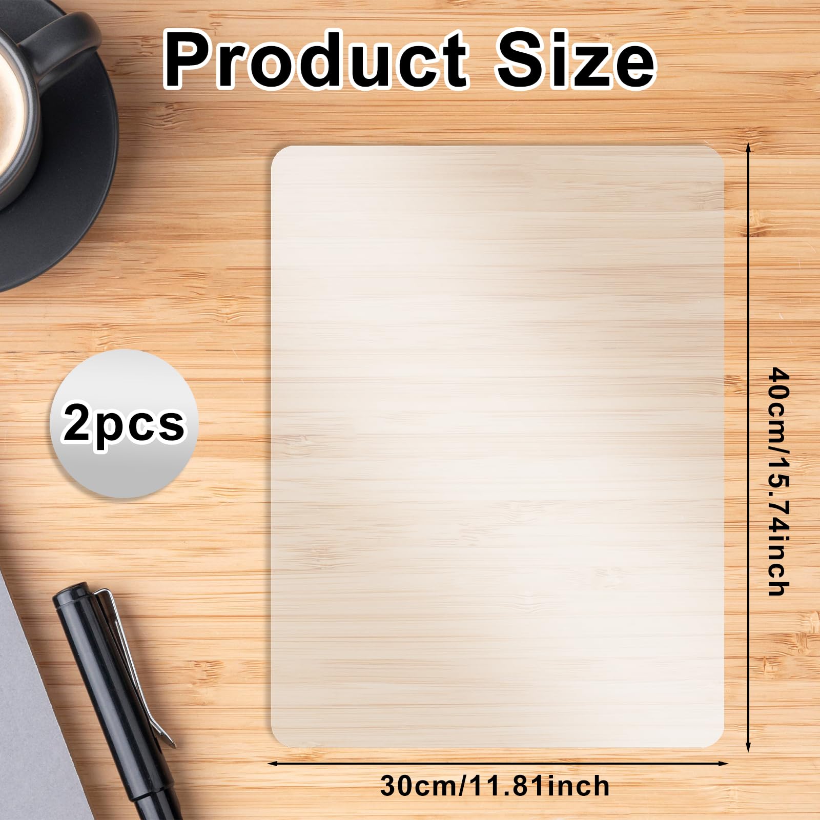 2pcs 15.7X11.8 in Plastic Placemats Matte Transparent Heat Resistant Washable Table Mats, Wipeable Clear Table Mat Large Vinyl Placemats for Table,Dining,Kitchen,Crafting,Hard Plastic Table Protector