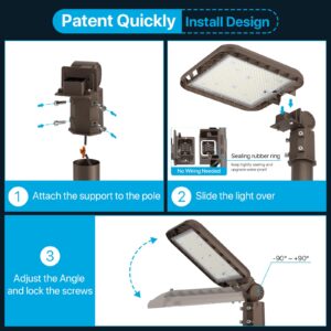 Upgrade 240W LED Pole Light, 36000LM LED Parking Lot Light with Dusk to Dawn Photocell, 5000K Daylight, IP65 Waterproof Die-Cast Aluminum, Commercial Outdoor Pole Light for Parking Lots, 2 Pack