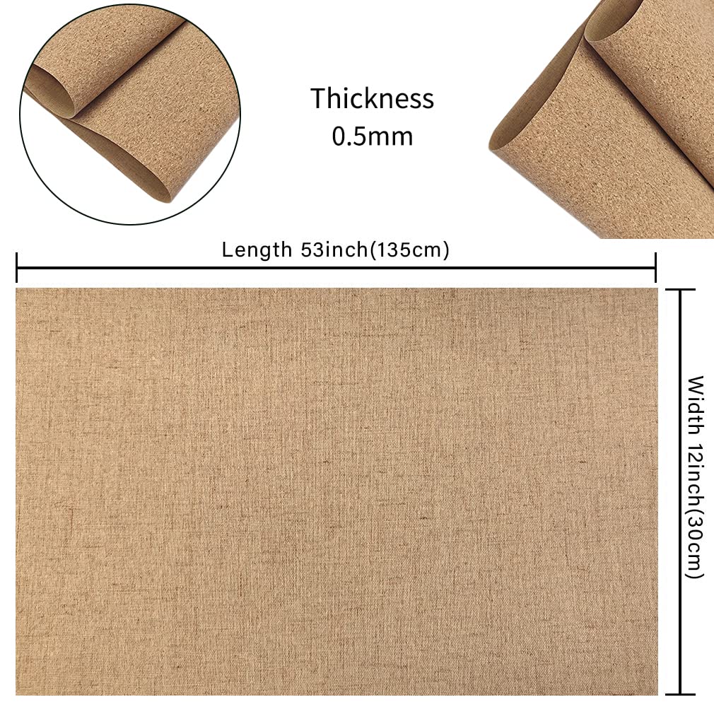 HYANG 2 Rolls Golden Years Portuguese Real Cork Fabric Embossing PU Faux Leather Sheets 12"X53"(30cmX135cm), Faux Leather Suitable for Crafts Making Leather Earrings, Bows, Handbag ，Sewing