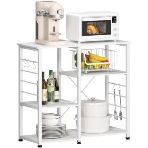 dlandhome 35.4 inches microwave cart stand kitchen utility storage 3-tier for baker rack & spice rack organizer workstation shelf,white