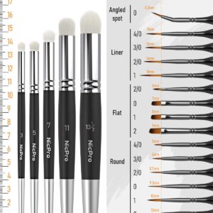 Nicpro Miniature Paint Brushes Drybrush - 21PCS Model Paint Brush Set for Acrylic Watercolor, Detail Paint Brush Dry Brush for Warhammer 40k, Citadel Paint, Model, DND Miniatures - with Container