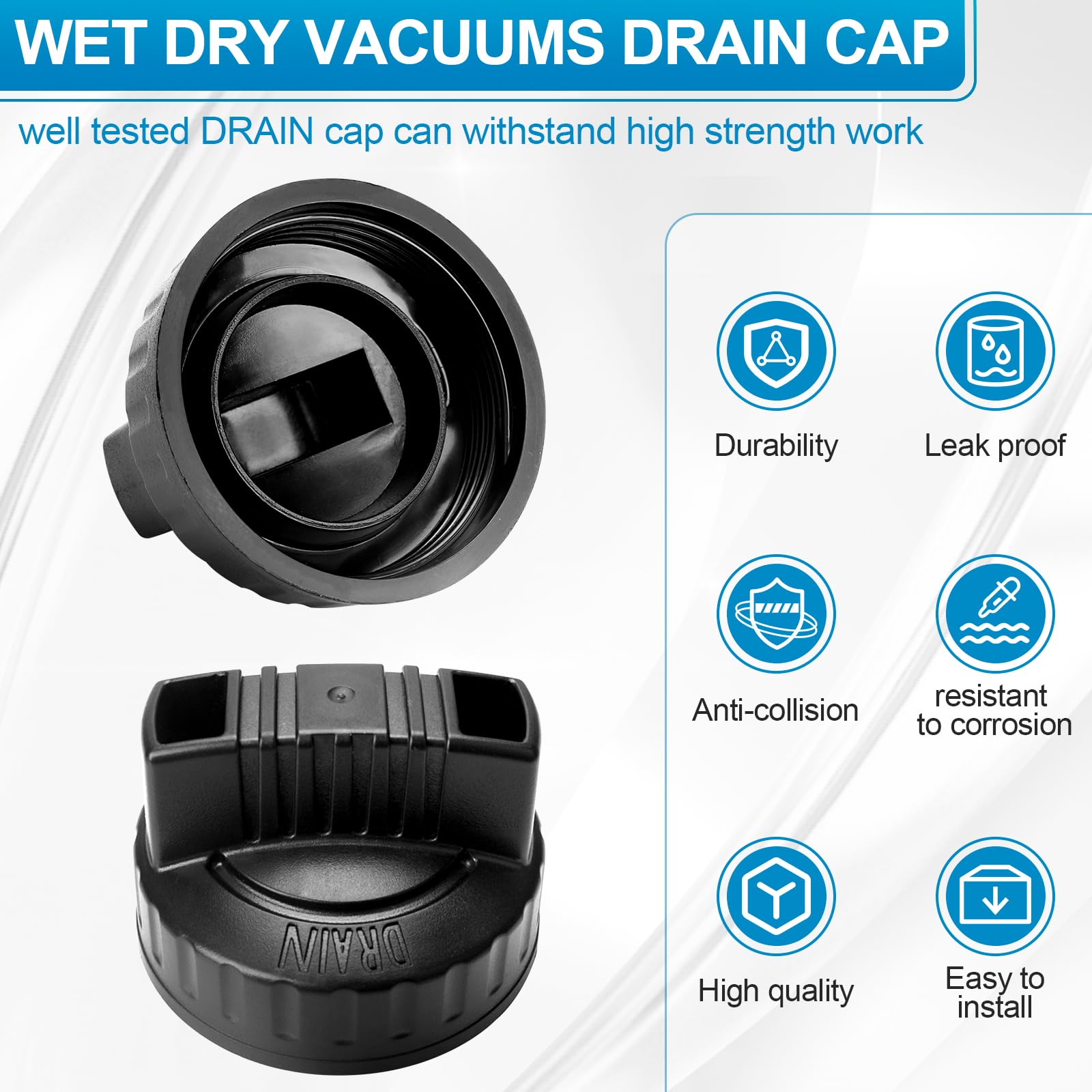 47922 Vac Drain Cap Compatible with Ridgid Shop Vacuum Cleaner, 1.97'' ID Wet/Dry Vacuum Replacement Drain Cap（2pack）