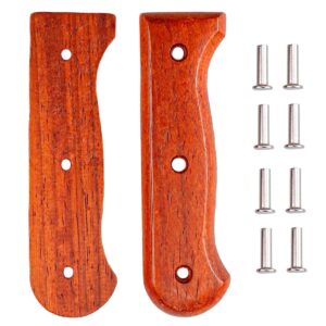 doerdo 1pair wood knife handle cutter handle replacement kitchen cutter hand grips with nuts rivets, 11.4cm