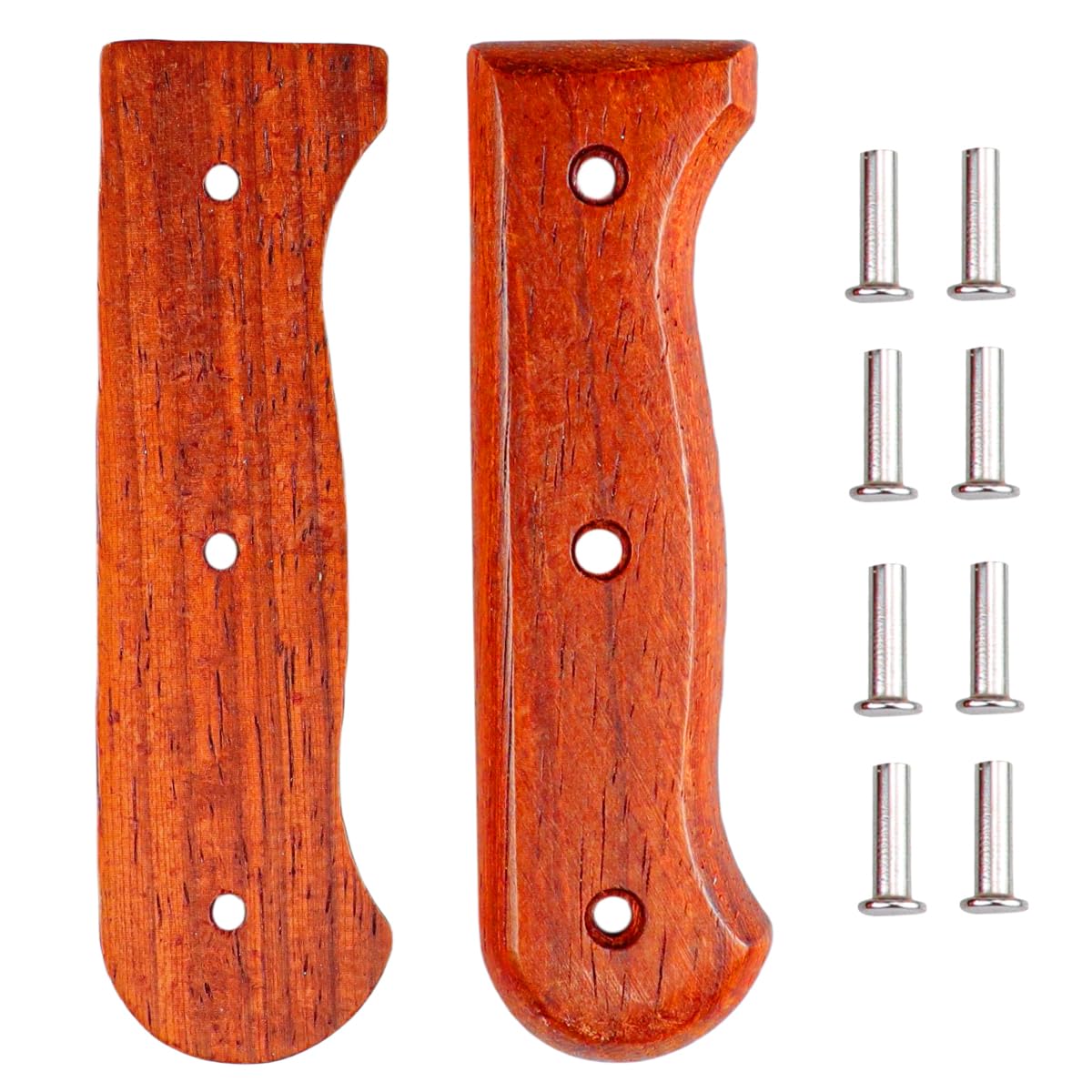 DOERDO 1Pair Wood Knife Handle Cutter Handle Replacement Kitchen Cutter Hand Grips with Nuts Rivets, 11.4CM