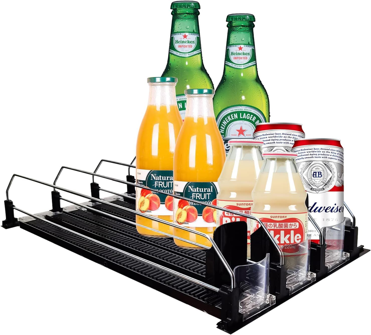 ikaufen Drink Organzier for Fridge-Saving Drink Plastics Dispenser for Fridge - Organize Your Refrigerator with Ease(16.4inch, 3 Rows)