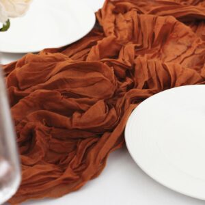 6 Pack Cheesecloth Table Runner 10Ft Boho Gauze Table Runner Cheese Cloth Long Rustic Sheer Table Runner for Wedding Bridal Baby Shower Birthday Party Cake Table Arbor Decorations (Terracotta)