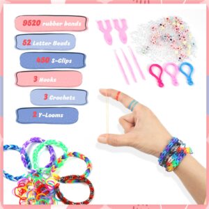 HTVRONT Rubber Band Bracelet Kit - 10000+ Loom Bracelet Making Kit with 450 Clips, Rubber Bands Refill Loom Set for Beginners, Rubberband Bracelets Kit for Girls Boys Birthday Parties Gift