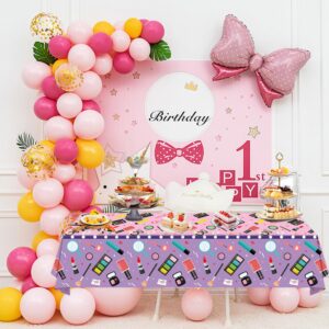 4 Pack Spa Theme Tablecloth Spa Makeup Party Tablecovers 51 x 86 '' Disposable Plastic Makeup Theme Table cover for Girls Spa Makeup Party Birthday Party Decorations Baby Shower Party (Makeup-4)