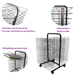 Art Drying Rack for Classroom Painting Crafts, 50Tier Art Drying Rack - Sturdy Metal Art Rack, Art Cart with Swivel Wheels Perfect for Classroom Art Studios and Home Use Gifts for Kids