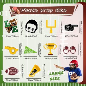 Football Photo Booth Props, Super Bowl Game Day Decorations Football Touchdown It's Game TIME Selfie Props with Photo Frame for Sport Football Superbowl Theme Party Favors Supplies