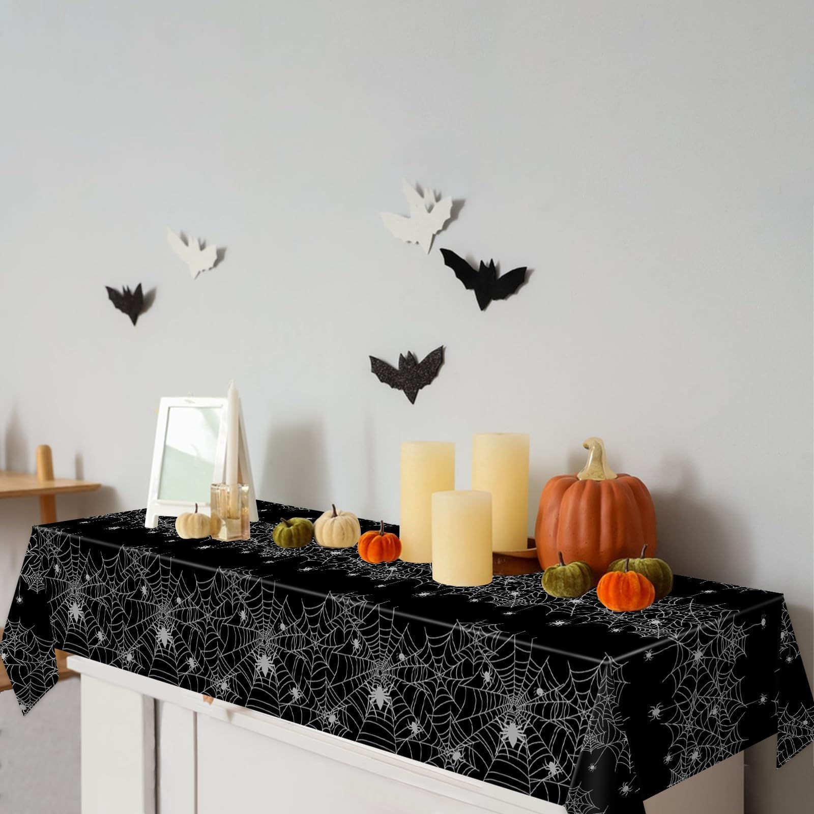 Halloween Tablecloth,2 Pack Black Spider Web Table Cloth Halloween Table Cover 54 x 108 Inch Plastic Table Cloth Disposable For Halloween Party Decorations Home Decor For Scary Themed Parties Supplies