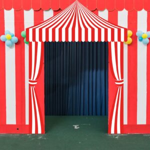 Ziliny 3 Pcs Carnival Party Decorations Circus Tent Awning Halloween Red White Banner Concession Stand(Striped Style)