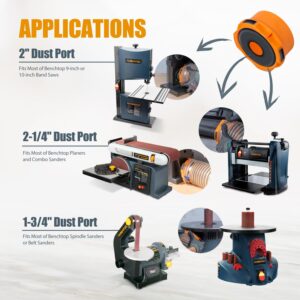 POWERTEC 70354 Dust Port Adapter for 1-3/4" ~ 2-1/2" Port to 4 Inch Dust Collection Hose, Quick Connect Hose Reducer Fittings for Table Saw, Planer, Jointer and Various Power Tools (Patent pending)