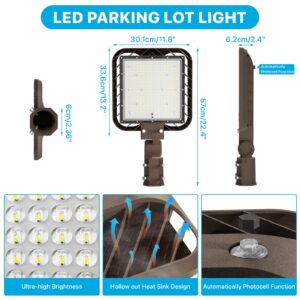 Upgrade 240W LED Pole Light, 36000LM LED Parking Lot Light with Dusk to Dawn Photocell, 5000K Daylight, IP65 Waterproof Die-Cast Aluminum, Commercial Outdoor Pole Light for Parking Lots, 2 Pack