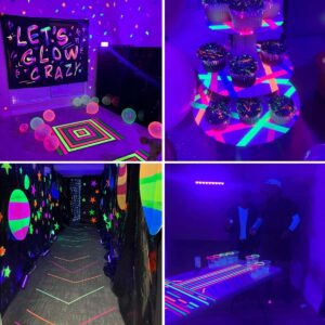 yuntop 6 Colors Neon Cloth Tape Fluorescent UV Blacklight Glow Neon Party Fiesta Party Blacklight Reactive Glow in The Dark Neon Gaffer Cloth Tape Supplies for Events Adhesive Black Light Tape Sets