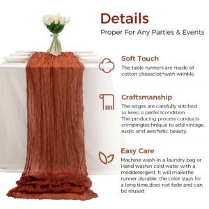 6 Pack Cheesecloth Table Runner 10Ft Boho Gauze Table Runner Cheese Cloth Long Rustic Sheer Table Runner for Wedding Bridal Baby Shower Birthday Party Cake Table Arbor Decorations (Terracotta)