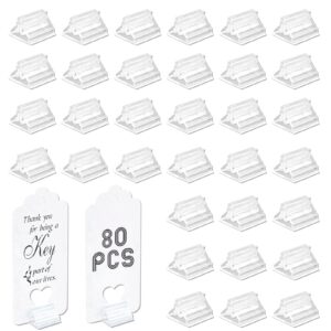 neetue 80 pcs place card holders for table, clear game card stands plastic game piece holder for wedding cards, photos, party favor, pictures display (clear)