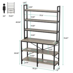 Tribesigns 6-Tier Bookshelf,Industrial Bookcase with Open Shelf,6 Shelf Storage Rack with X-Shaped Frame,Rustic Book Shelf for Living Room, Bedroom,Home, Office (1, Retro Gray)