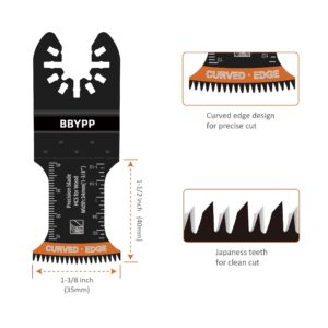 7pcs Curved Japanese Tooth Oscillating Saw Blades, Curved Edge Oscillating Multitool Blades Clean Cut for Wood, Plastic