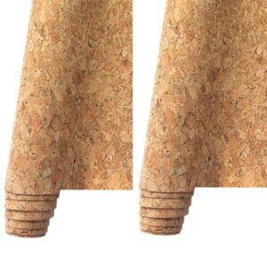 HYANG 2 Rolls Golden Years Portuguese Real Cork Fabric Embossing PU Faux Leather Sheets 12"X53"(30cmX135cm), Faux Leather Suitable for Crafts Making Leather Earrings, Bows, Handbag ，Sewing